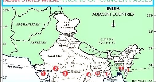 indian states tropic of cancer passes through