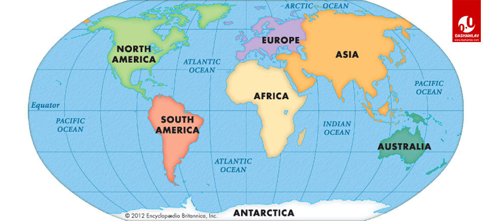 World Map Showing Continents And Countries