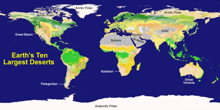 Major Deserts Of The World List And The Map   Major Deserts World Map Dashamlav 768x384 