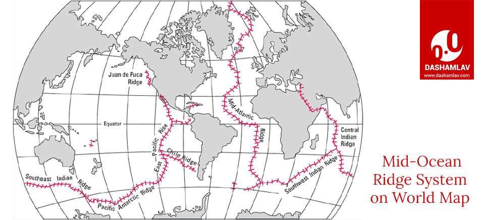 mid ocean ridge system shown on world map